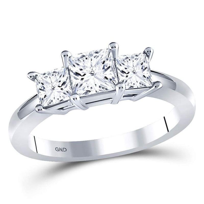 14kt White Gold Princess Diamond 3-stone Bridal Wedding Engagement Ring 1-1/2 Cttw