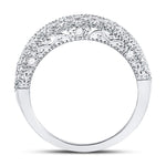 14kt White Gold Womens Round Diamond Pave Groove Band Ring 2 Cttw