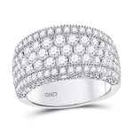 14kt White Gold Womens Round Diamond Pave Groove Band Ring 2 Cttw