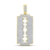 10kt Yellow Gold Mens Round Diamond Razor Blade Charm Pendant 1 Cttw