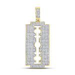 10kt Yellow Gold Mens Round Diamond Razor Blade Charm Pendant 1 Cttw