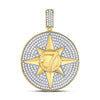 10kt Yellow Gold Mens Round Diamond Compass Rose Lucky 7 Charm Pendant 2-3/8 Cttw