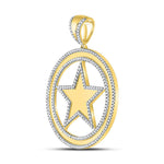 10kt Yellow Gold Mens Round Diamond Circle Star Charm Pendant 1 Cttw