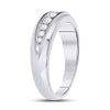 14kt White Gold Mens Round Diamond Single Row Band Ring 1/2 Cttw