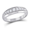 14kt White Gold Mens Round Diamond Single Row Band Ring 1/2 Cttw