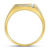 14kt Yellow Gold Mens Round Diamond Triple Row Intersecting Fashion Ring 1/2 Cttw