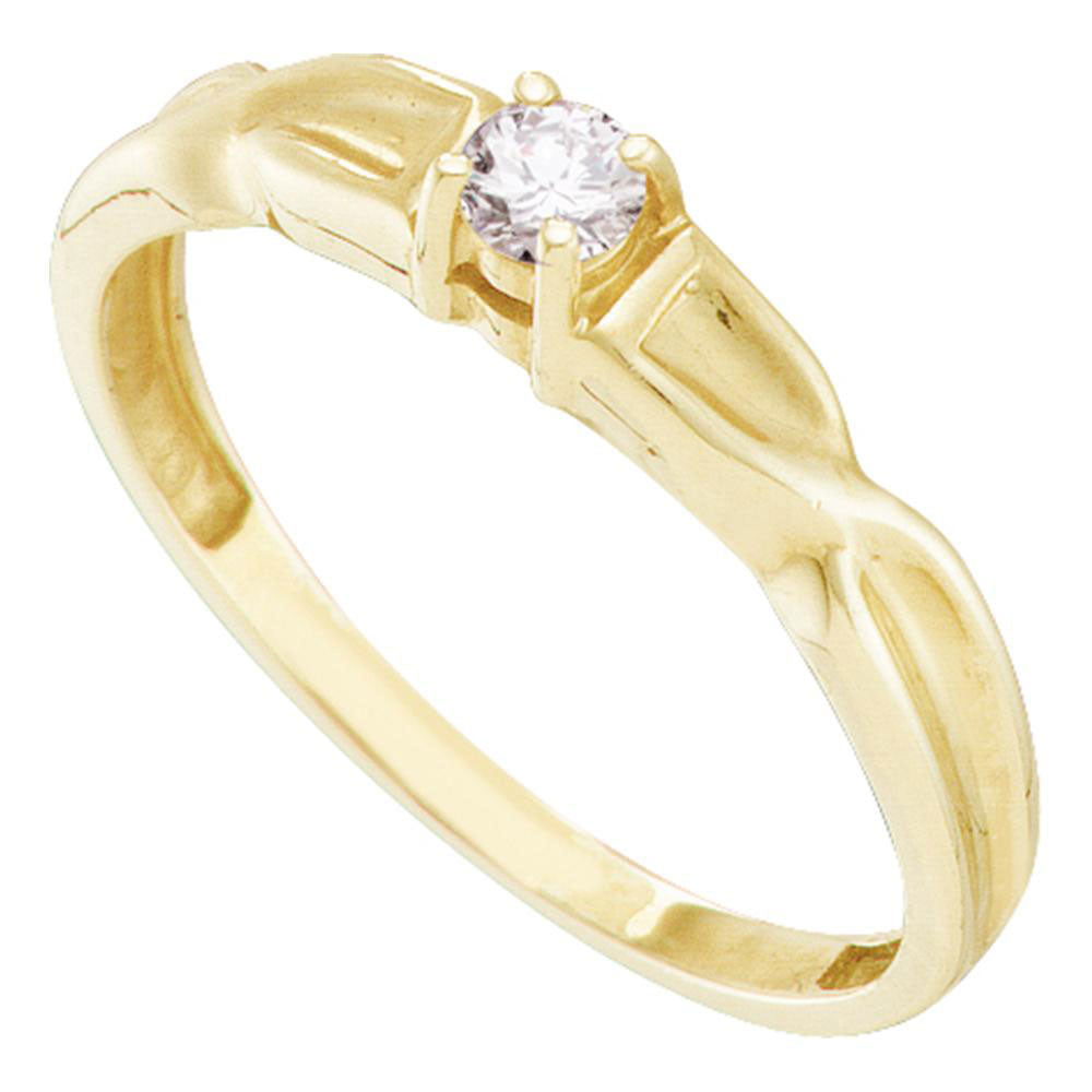 10kt Yellow Gold Womens Round Diamond Solitaire Promise Ring 1/10 Cttw