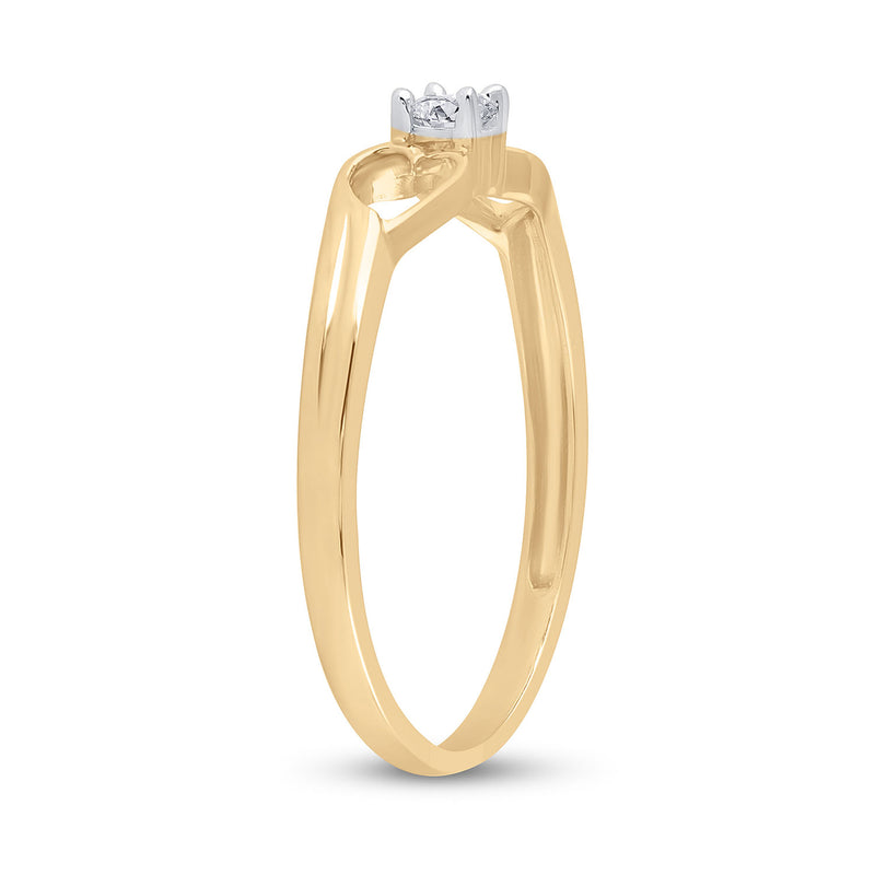 10kt Yellow Gold Womens Round Diamond Solitaire Heart Promise Ring 1/10 Cttw