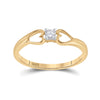 10kt Yellow Gold Womens Round Diamond Solitaire Heart Promise Ring 1/10 Cttw