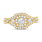 14kt Yellow Gold Round Diamond 3-stone Twist Bridal Wedding Engagement Ring 1 Cttw