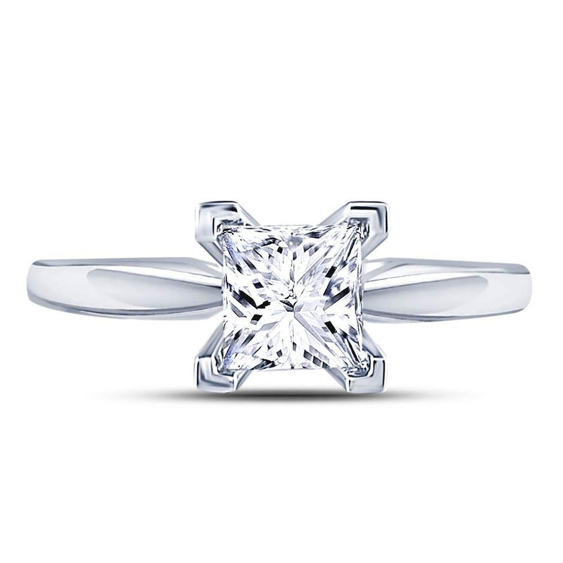 14kt White Gold Womens Princess Diamond Solitaire Bridal Wedding Engagement Ring 1 Cttw