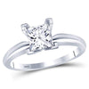 14kt White Gold Womens Princess Diamond Solitaire Bridal Wedding Engagement Ring 1 Cttw