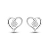 10kt White Gold Womens Round Diamond Heart Earrings 1/6 Cttw