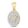 10kt Yellow Gold Mens Round Diamond Trinity Triple Cross Charm Pendant 1-1/2 Cttw