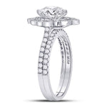 14kt White Gold Marquise Diamond Bridal Wedding Ring Band Set 1-1/4 Cttw