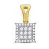 14kt Yellow Gold Womens Round Diamond Square Cluster Pendant 1/4 Cttw