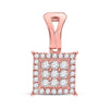 14kt Rose Gold Womens Round Diamond Square Cluster Pendant 1/4 Cttw