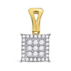 14kt Yellow Gold Womens Round Diamond Square Cluster Pendant 1/2 Cttw