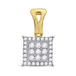 14kt Yellow Gold Womens Round Diamond Square Cluster Pendant 1/2 Cttw