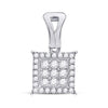 14kt White Gold Womens Round Diamond Square Cluster Pendant 1/2 Cttw