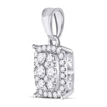 14kt White Gold Womens Round Diamond Rectangle Cluster Pendant 1/4 Cttw