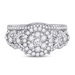 14kt White Gold Round Diamond Bridal Wedding Ring Band Set 1 Cttw