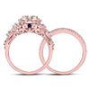 14kt Rose Gold Round Diamond Bridal Wedding Ring Band Set 1 Cttw