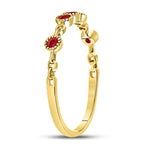 10kt Yellow Gold Womens Round Ruby Dot Stackable Band Ring 1/5 Cttw