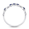 10kt White Gold Womens Round Blue Sapphire Dot Stackable Band Ring 1/5 Cttw