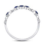 10kt White Gold Womens Round Blue Sapphire Dot Stackable Band Ring 1/5 Cttw