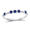 10kt White Gold Womens Round Blue Sapphire Dot Stackable Band Ring 1/5 Cttw