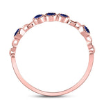 10kt Rose Gold Womens Round Blue Sapphire Dot Stackable Band Ring 1/5 Cttw