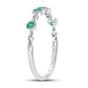 10kt White Gold Womens Round Emerald Dot Stackable Band Ring 1/20 Cttw