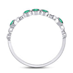 10kt White Gold Womens Round Emerald Dot Stackable Band Ring 1/20 Cttw