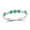 10kt White Gold Womens Round Emerald Dot Stackable Band Ring 1/20 Cttw