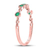 10kt Rose Gold Womens Round Emerald Dot Stackable Band Ring 1/20 Cttw