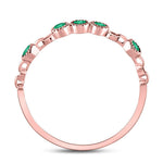 10kt Rose Gold Womens Round Emerald Dot Stackable Band Ring 1/20 Cttw