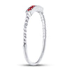 10kt White Gold Womens Round Ruby Beaded Stackable Band Ring 1/20 Cttw