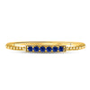 10kt Yellow Gold Womens Round Blue Sapphire Beaded Stackable Band Ring 1/20 Cttw