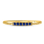 10kt Yellow Gold Womens Round Blue Sapphire Beaded Stackable Band Ring 1/20 Cttw