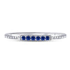 10kt White Gold Womens Round Blue Sapphire Beaded Stackable Band Ring 1/20 Cttw