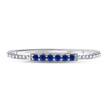 10kt White Gold Womens Round Blue Sapphire Beaded Stackable Band Ring 1/20 Cttw