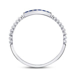 10kt White Gold Womens Round Blue Sapphire Beaded Stackable Band Ring 1/20 Cttw