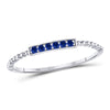 10kt White Gold Womens Round Blue Sapphire Beaded Stackable Band Ring 1/20 Cttw