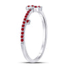 10kt White Gold Womens Round Ruby Key Stackable Band Ring 1/5 Cttw