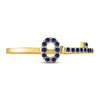 10kt Yellow Gold Womens Round Blue Sapphire Key Stackable Band Ring 1/5 Cttw