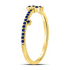 10kt Yellow Gold Womens Round Blue Sapphire Key Stackable Band Ring 1/5 Cttw