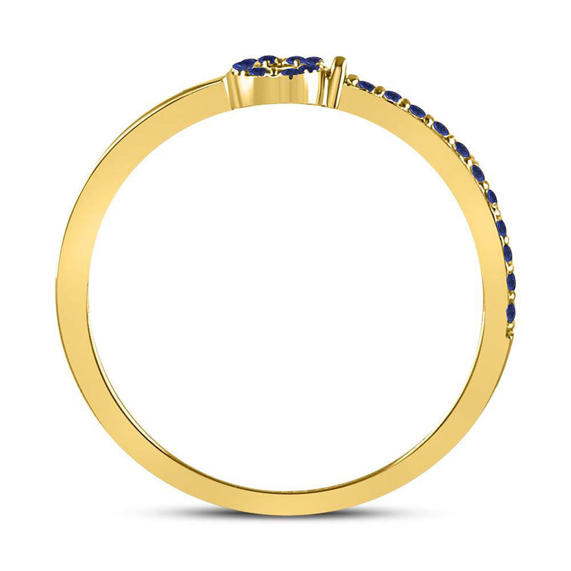 10kt Yellow Gold Womens Round Blue Sapphire Key Stackable Band Ring 1/5 Cttw