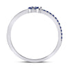 10kt White Gold Womens Round Blue Sapphire Key Stackable Band Ring 1/5 Cttw