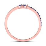 10kt Rose Gold Womens Round Blue Sapphire Key Stackable Band Ring 1/5 Cttw